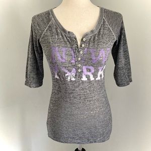 American Eagle Purple Ombre New York Henley Top